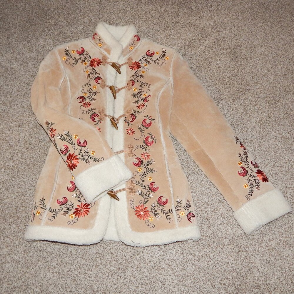 Stunning Vintage Floral Leather Jacket "Phoebe" Friends St Johns Bay